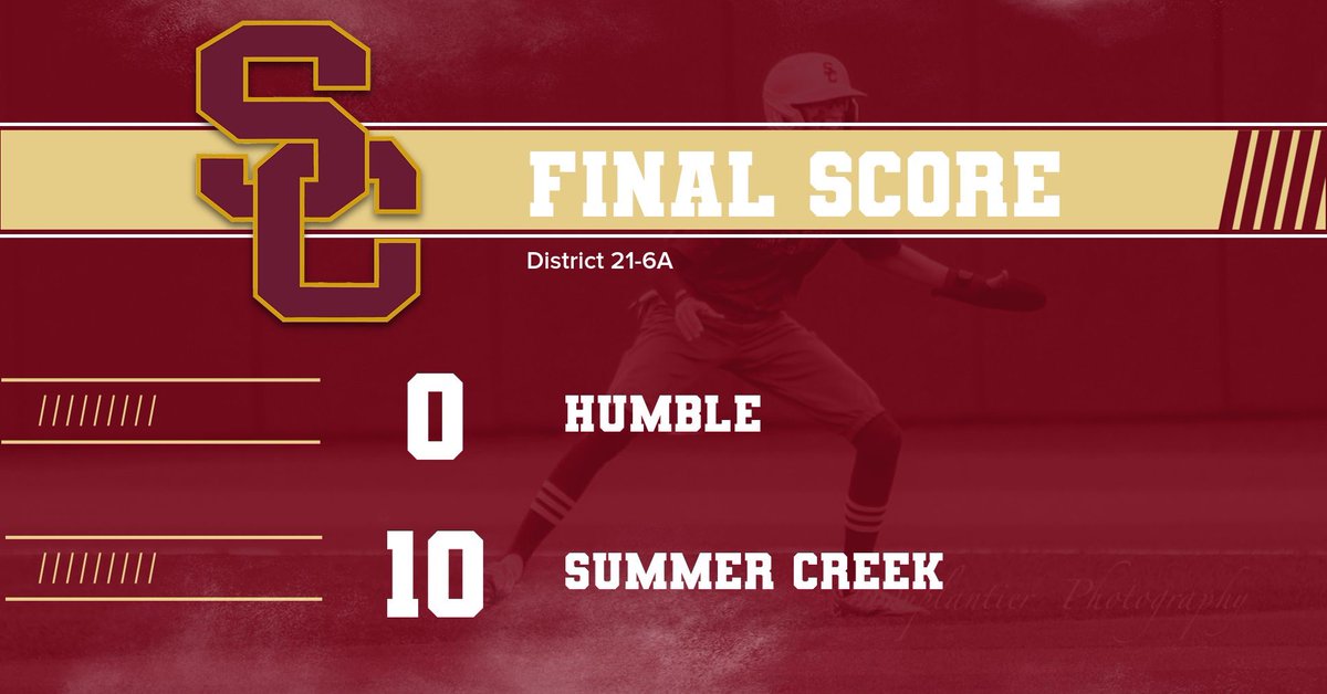 BULLDOGS WIN! Summer Creek blanks Humble , 10-0. William Hill was 3-3 with two HRs, 2B and 4 RBI. Caleb Mize went 3-3 with a HR and 3 RBI. Kade Odom threw 4.0 INN giving up no hits with 8 Ks. #BLEED #PunchTheClock