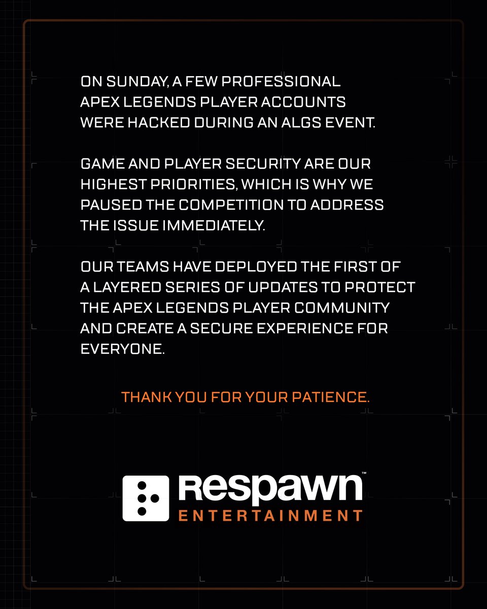 An update from the @PlayApex team: