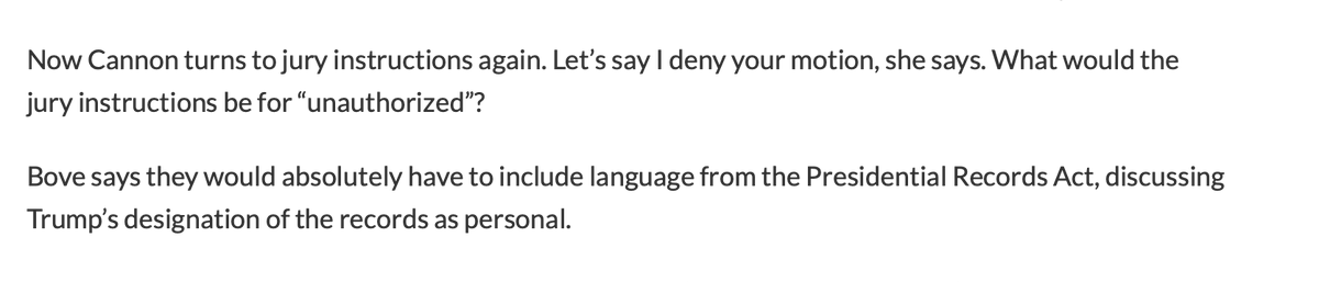 Thanks to <a href="/rparloff/">Roger Parloff</a>, we now have confirmation that this whole jury instruction fiasco from Judge Cannon was actually suggested by Trump's lawyers.