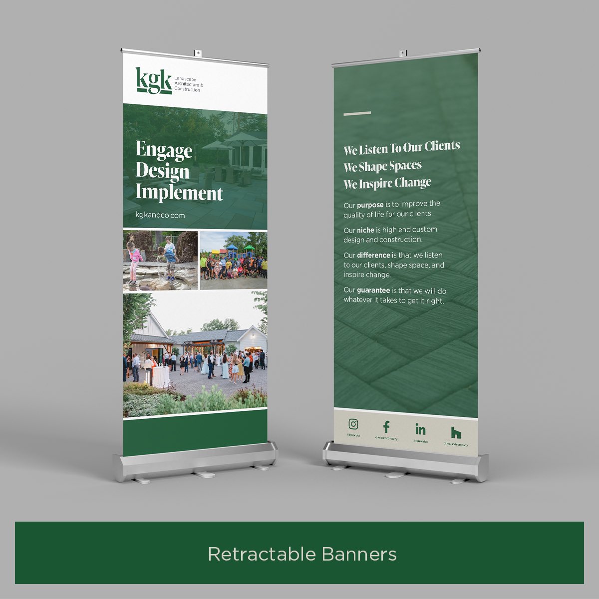 Ongoing Work: Continuing the brand identity for KGK &amp; Co - vehicle and trailer wraps, popup displays.