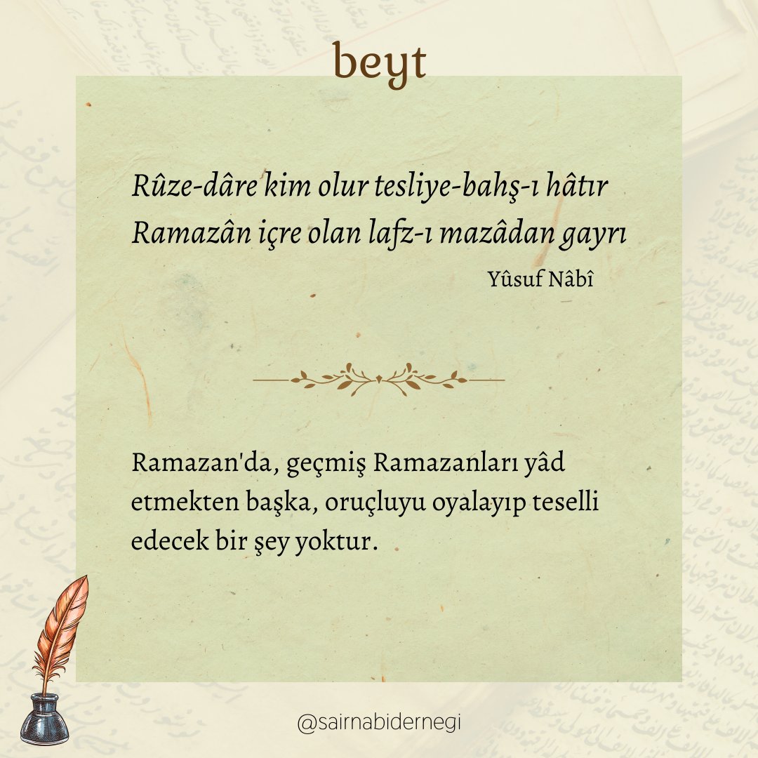 sadra__sifa's tweet photo. • Bu beyt, "Nerde o eski Ramazanlar" özleminin kadîmden beri müslümanların dilinde olduğunu göstermektedir.
.
#beyt #beyit #efsanebeyitler #klasikşiir #dîvânşiiri #NâbîŞiirleri #Nâbî #Ramazan #NâbîŞiirlerindeRamazan https://t.co/FmV89oN6fc