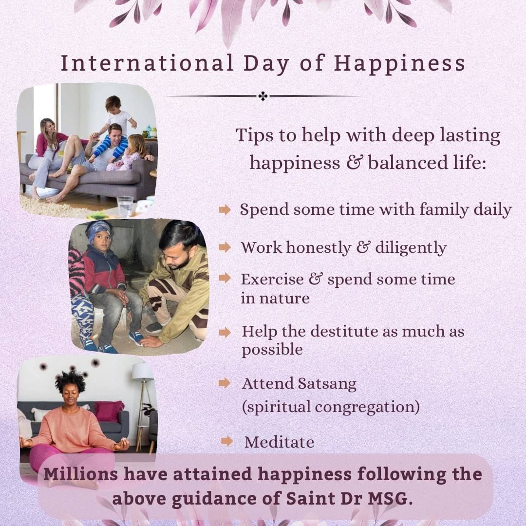 TanuKalra005's tweet photo. Today on #InternationalDayOfHappiness let's spread happiness by helping poor destitute families. Dera Sacha Sauda volunteers always help needy &amp; bringing smile on their faces by providing monthly ration to them with the inspiration of Saint MSG Insan. https://t.co/5dF6NRsTpy