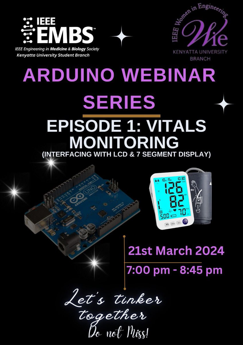 🔬 Learn how to bring vital signs monitoring to life using Arduino technology! 💡   Don't miss out on this exciting opportunity.   Reserve your spot now  ! 
events.vtools.ieee.org/event/register… 
Meeting link: meet.google.com/iys-etoc-jya 🌟   #IEEEEMBS #ArduinoWebinarSeries #InnovationInHealthcare