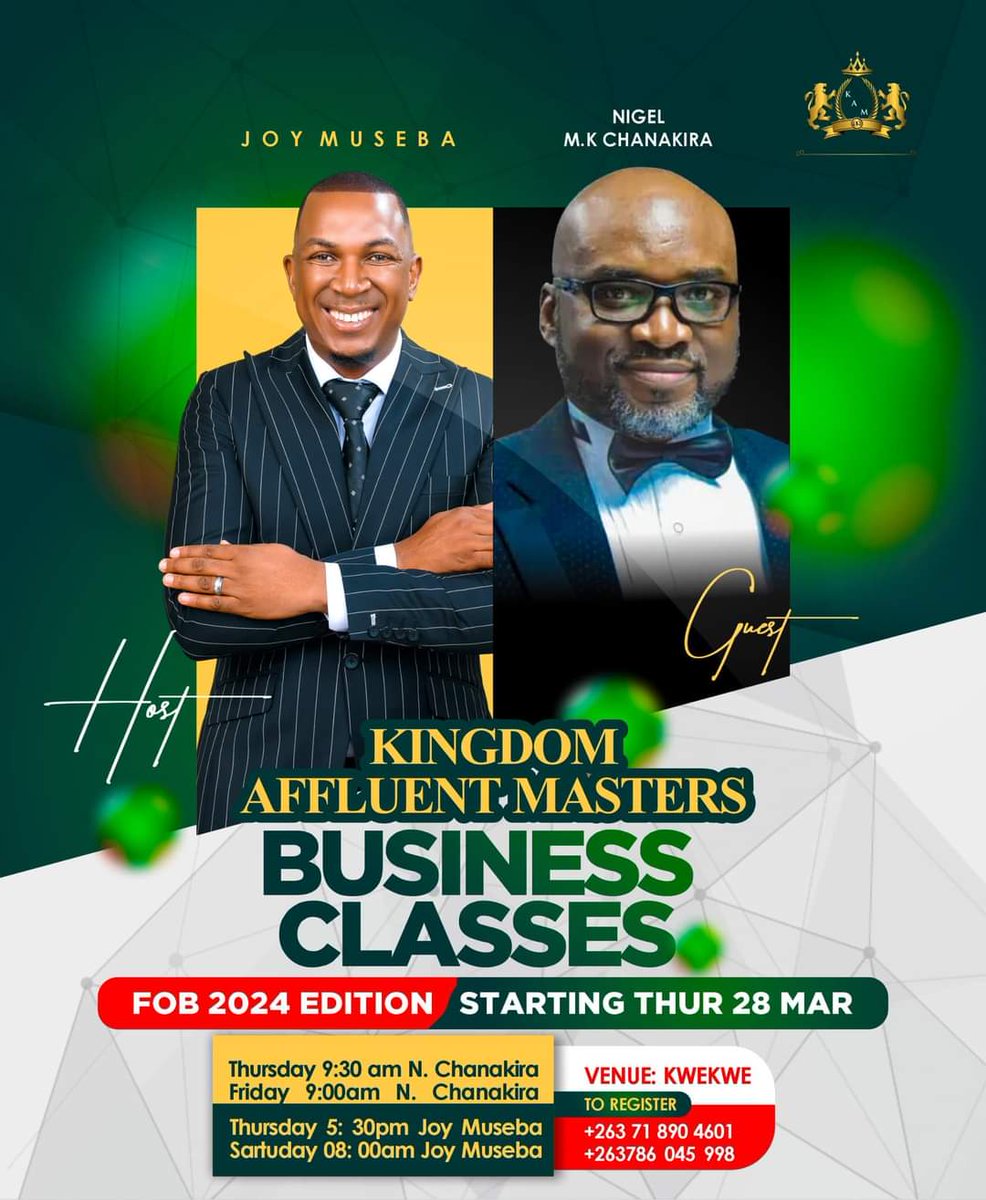 Exciting news from the city of Kwekwe!
Spread the news that all nations are converging in the city of gold!
<a href="/nigelchanakira/">Nigel MK Chanakira</a> <a href="/JoyMuseba/">Joy Museba</a>
