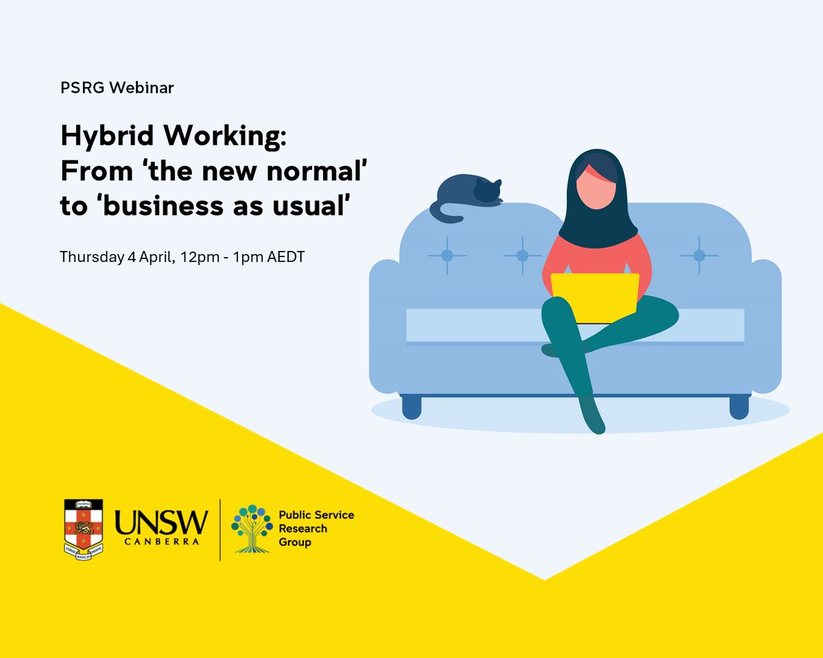 Only 2 weeks until Hybrid working: From ‘the new normal’ to ‘business as usual’ 4th April, 12pm - 1pm AEDT Webinar launching a new report on hybrid work practices in the Australian Public Service. Registrations essential. Reserve your spot today! tinyurl.com/4ca2yme3