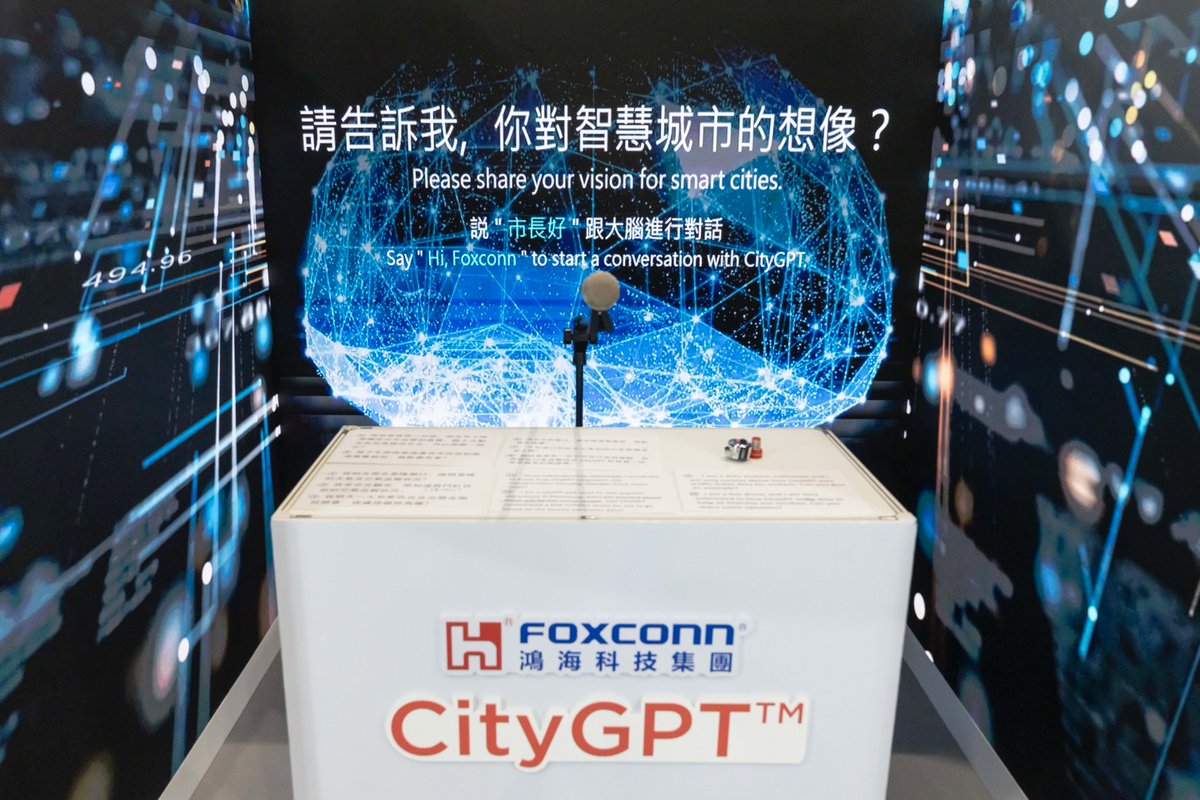 HonHai_Foxconn's tweet image. At Smart City Summit &amp;amp; Expo &amp;amp; 2050 Net Zero City Expo, we&apos;re proud to showcase our theme of Smart and Net Zero City Governance, featuring cutting-edge tech like Generative #AI (Gen-AI) with our #CityGPT Smart City Innovation Solution&quot; and the revolutionary #SmartCity Brain.