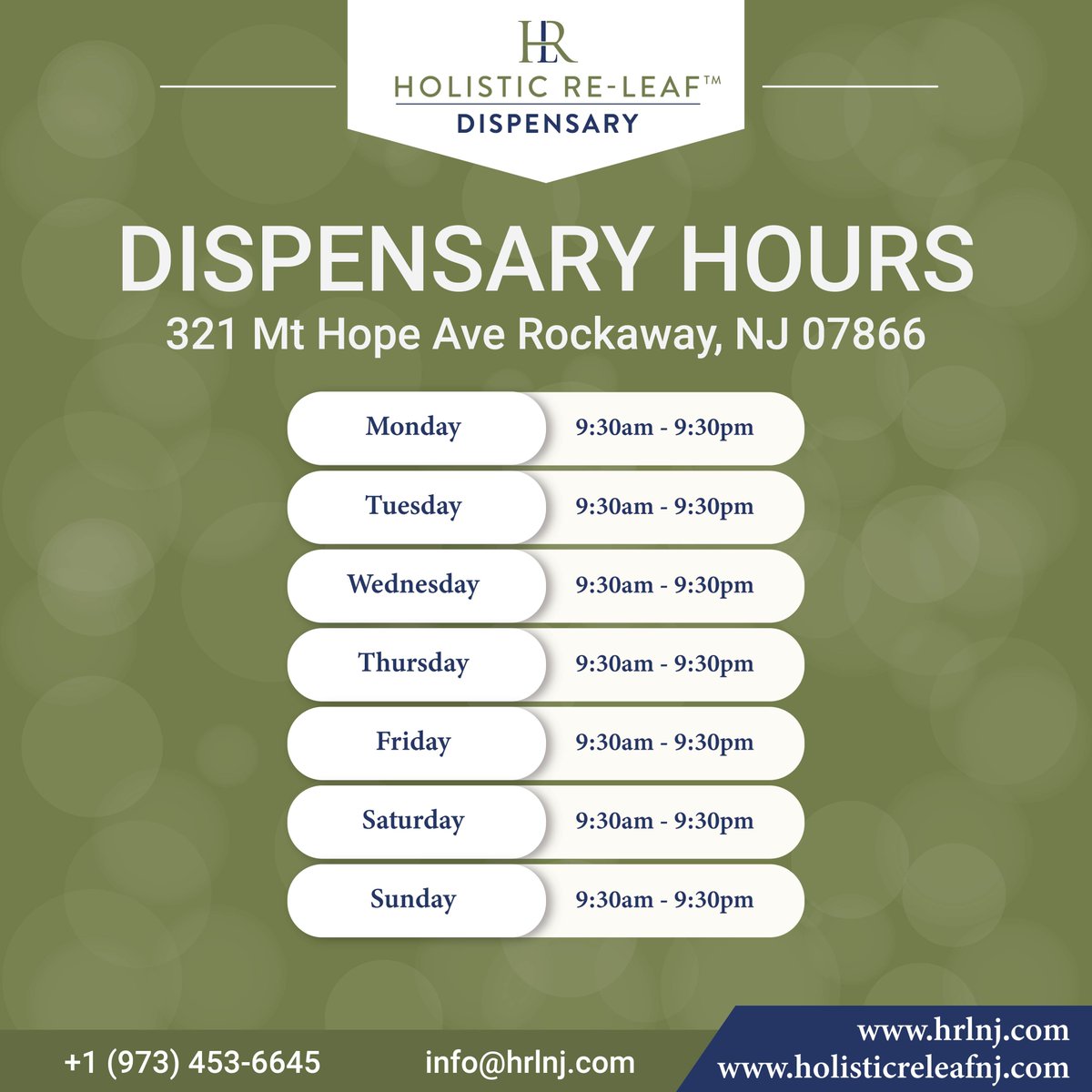 Our doors are open and ready to welcome you! Come visit us during our opening hours and explore a world of premium products. See you soon!

#holisticreleaf #njdispensary #loveweed #rockaway #rockawaynj #njweed #recreationalcannabis #rockawaymall