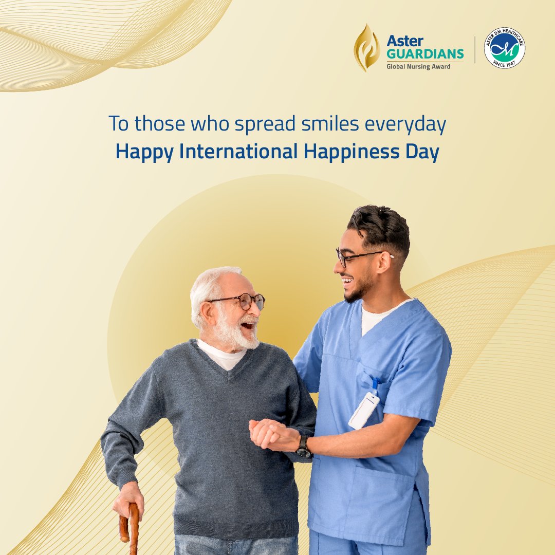Wishing the best International Day of Happiness to all the incredible nurses whose dedication, compassion, and hard work bring joy and comfort to so many lives every day. We hope this day lights up your face! #AsterGuardians #GlobalNursingAward2024