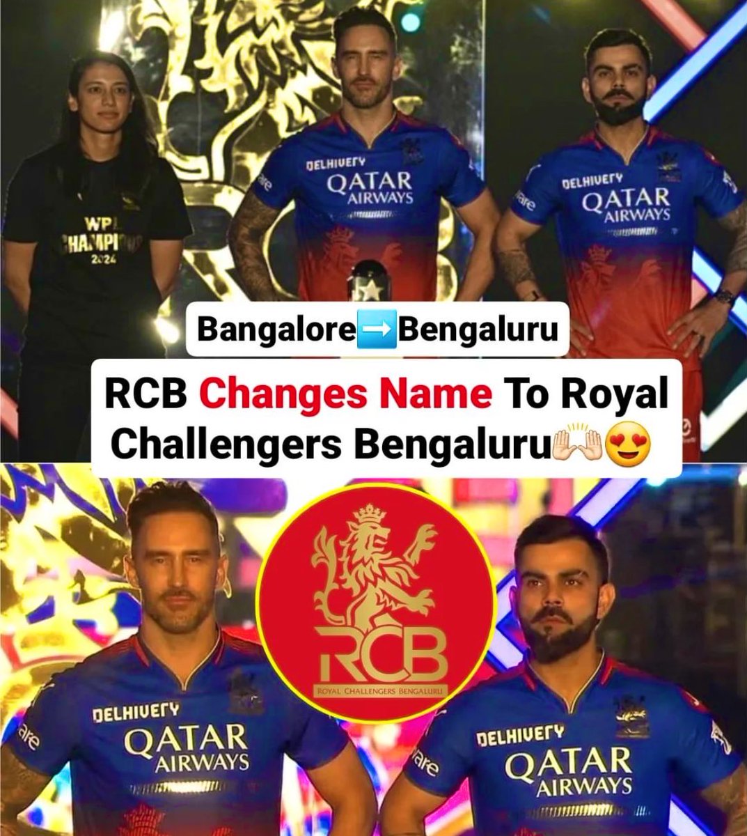 panchayati_pt's tweet photo. IPL 2024: @RCBTweets ने जर्सी के साथ नाम भी बदला। RCB को पहले रॉयल चैलेंजर्स बैंगलोर के नाम से जाना जाता था, लेकिन अब टीम को रॉयल चैलेंजर्स बेंगलुरु के नाम से जाना जाएगा.
#IPL2024 #ipltickets #RCBUnbox #RCBunboxing #rcbnewname
@imVkohli
@TeamVirat
@IPL https://t.co/1lCiYUla8w