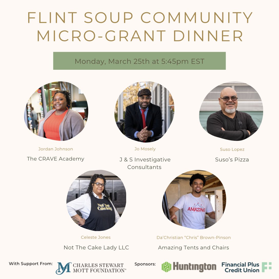 2/3 March 25th Flint SOUP Presenter Lineup! 🌟
