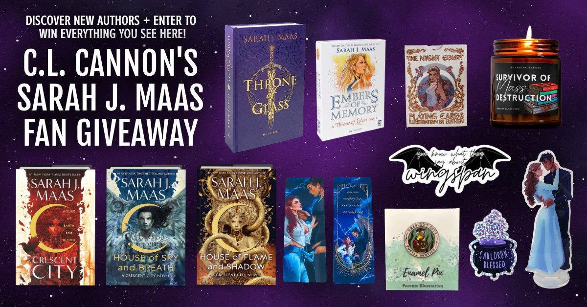 🌹Are you the ultimate #SarahJMaas fan? Enter our #giveaway for a chance to #win this Maas-ive prize pack!🌹
🗡 bit.ly/maasfans 🗡
👑 Follow some awesome authors across the web &amp; enter to win everything you see here! 👑
#ThroneOfGlass #ACOTAR #CrescentCity