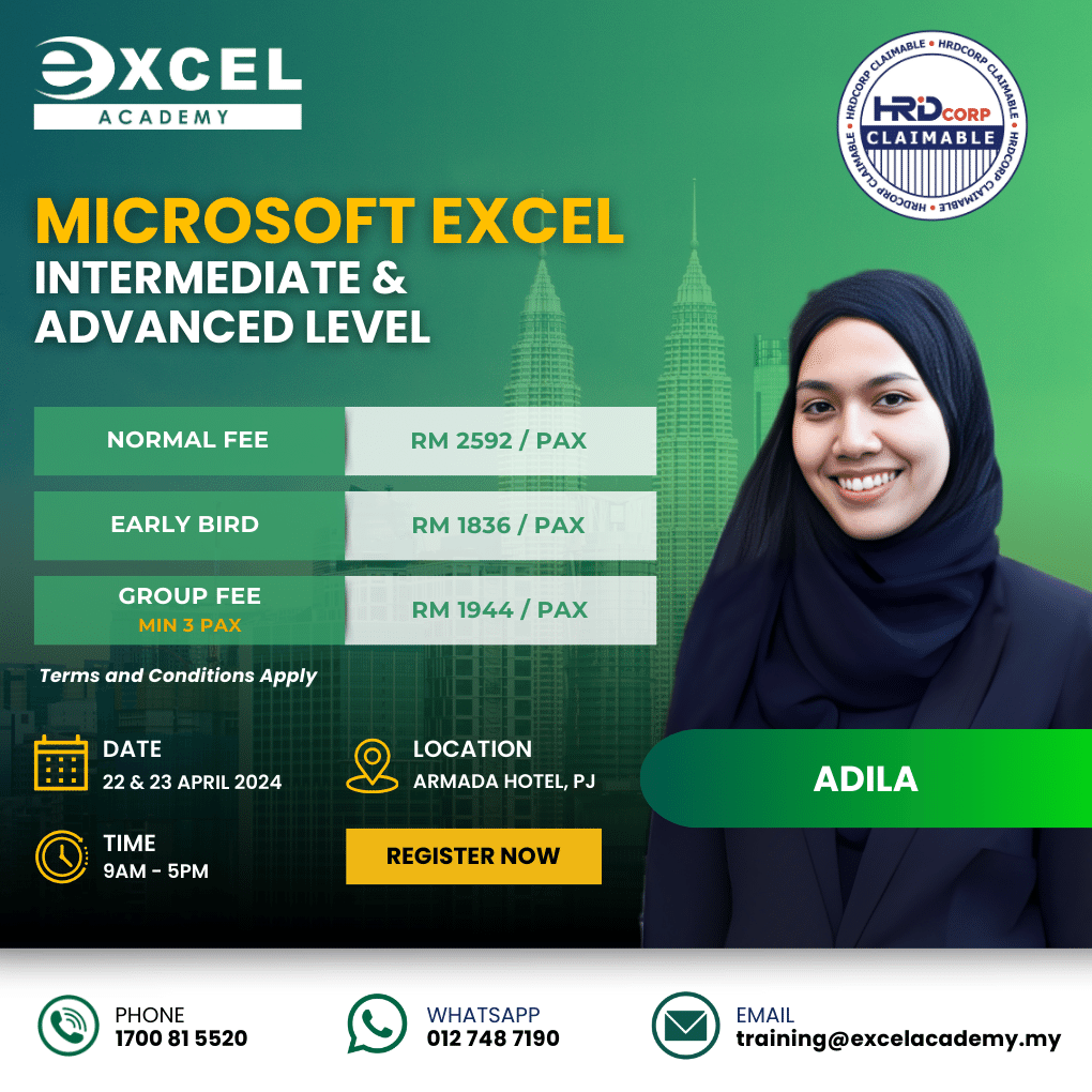 ExcelAcademyMY's tweet photo. 📣 Presenting a range of Microsoft Excel training options designed to suit your team's individual needs and preferences!
.⁣⁣⁣⁣⁣⁣⁣⁣
.⁣⁣⁣⁣⁣⁣⁣⁣
.⁣⁣⁣⁣⁣⁣
#excelacademy #publiccourses #inhousecourses #MicrosoftExcel #DataAnalyticsandVisualization #HRDCorpClaimable https://t.co/uVrmmM7Edh
