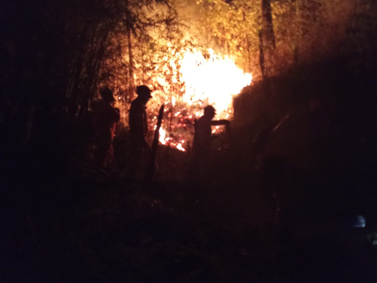 CopecoHonduras1's tweet photo. En La Tigra, Distrito Central:

La batalla de esta noche del martes 19 de marzo contra el incendio forestal, la #URI y otros entes de primera respuesta de #CONAPROFOR, la libran en la aldea Corralitos, #CastigoParaLosPirómanos. https://t.co/8XDsfqfgmU