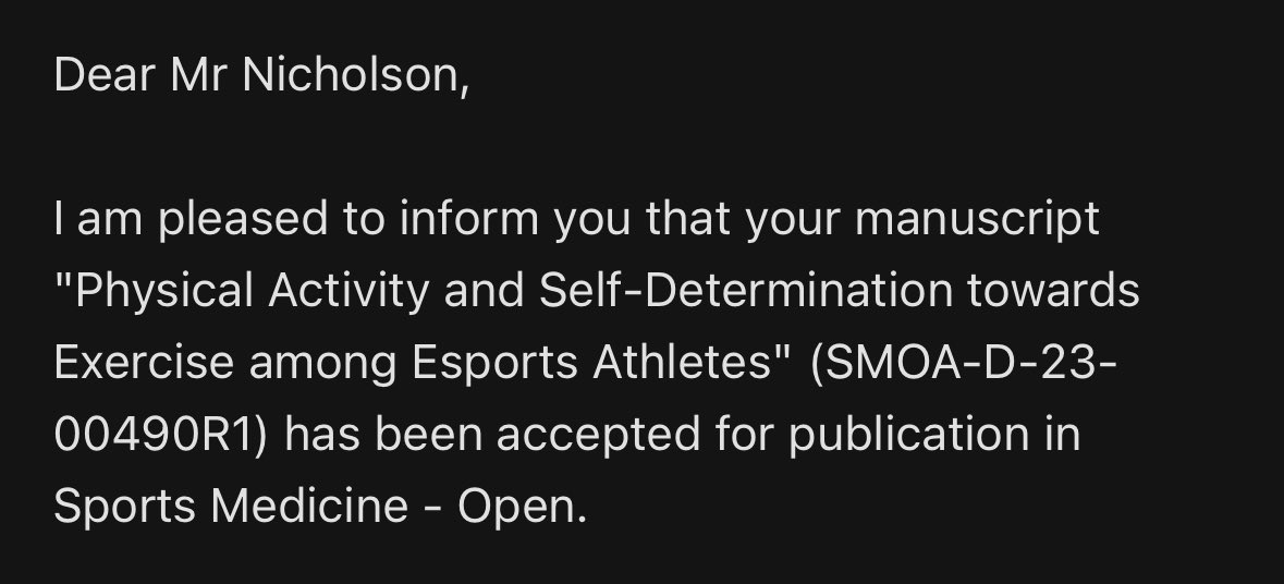 First project of my PhD ACCEPTED for publication at @SportsMedicineJ 🥹 Will post key findings once the paper has been published 📊 Thank you authorship team @DylanPoulus, @CJThompson_ , @VinceKellySport, Toby Pavey, Rob Robergs and @Craigmcnulty87 Home stretch of my PhD 🙌🏻