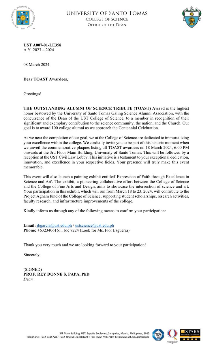 edgarvlermamd's tweet photo. Thank you @USTScience #GalingScience https://t.co/GZAXemN3BR