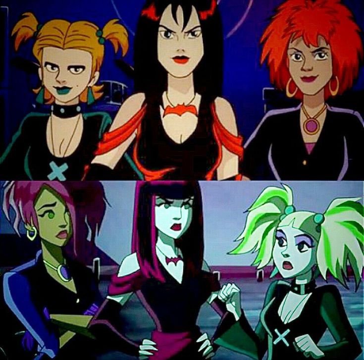 BornDevd's tweet photo. The reason why I grew up liking rocker goth chicks 🤦🏻‍♂️
 #goth #TheHexGirls #GothGirls #ScoobyDoo https://t.co/zW5MdqQTW7