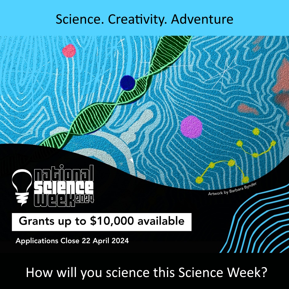 National Science Week 2024 Grants now open in Western Australia!

Check out inspiringwa.org.au for more information.

#scienceweek
