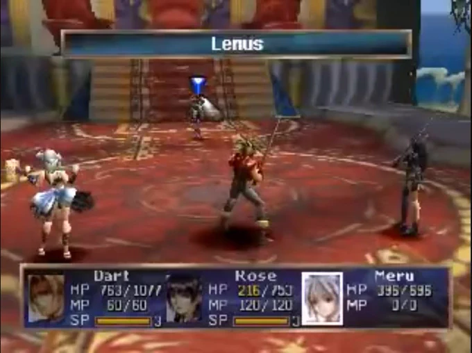 Lenus from Legend of Dragoon... It was a difficult boss fight.  
