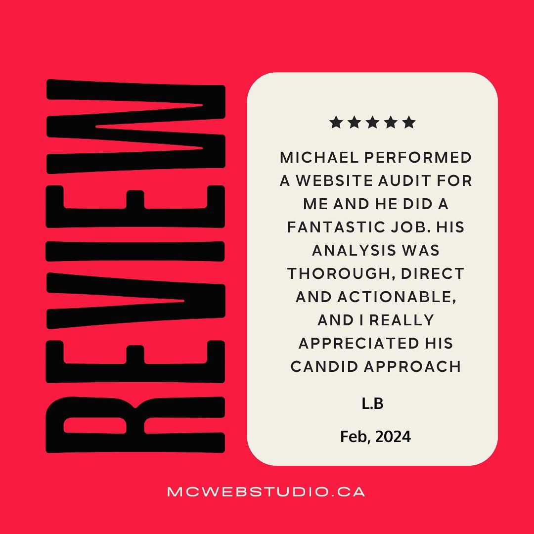 MC Web Studio Customer Review

#seo #mcwebstudio #digitalmarketing #Vancouver #vancouverbc #seoconsultant
