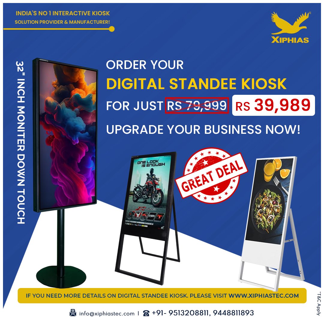XIPHIAS0101's tweet image. Elevate your brand with our cutting-edge digital standee kiosk! Engage, captivate, and stand out effortlessly.

#XIPHIAS #DigitalStandeeKiosk #DigitalsignageKiosk #TouchScreenKiosk #Kiosk #ShoppingKiosk #InformationDisplayKiosk #DigitalKiosk #DigitalStandeeKiosk