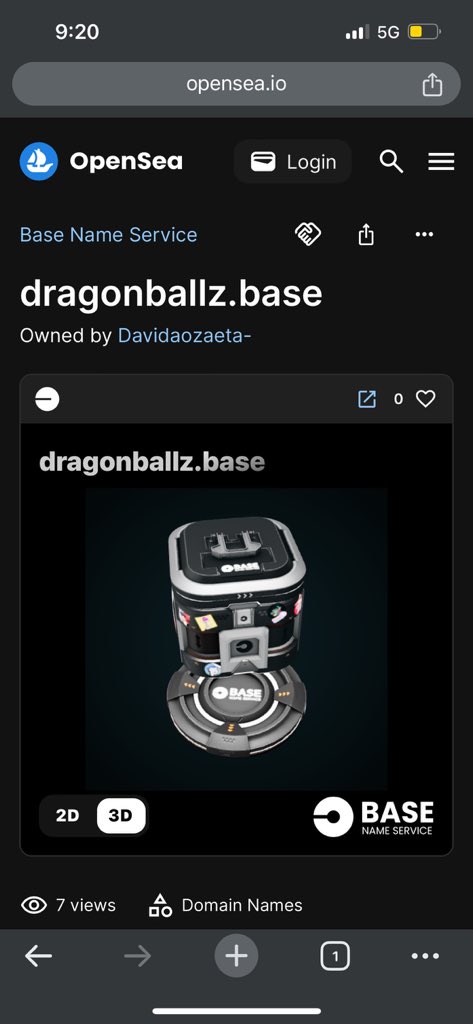 You can own Dragonballz.base a web3 domain 💯

opensea.io/assets/base/0x…

1. #DragonBallZ
2. #DBZ
3. #Goku
4. #Vegeta
5. #Web3
6. #NFT
7. #Crypto
8. #Anime
9. #Saiyan
10. #Web3Domain
#Blockchain
 #Collectibles
