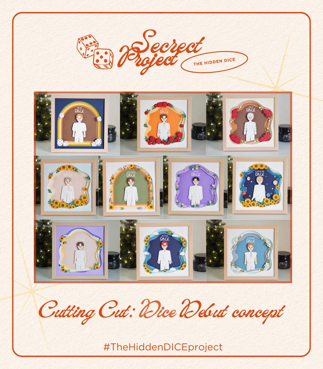 🎲 THE HIDDEN DICE
Secret Project for DICE Debut Showcase

Our surprise Special Gift is Cutting Cut: Dice Debut concept 🤍🎁

ในส่วน detail ของผลงาน บ้านเบสของเมมเบอร์ทั้ง 15 บ้านได้ร่วมกันออกแบบเพื่อให้ของขวัญชิ้นนี้มีความหมายอย่างมากที่สุดค่ะ

#DICE_SONRAY
#TheHiddenDICEproject