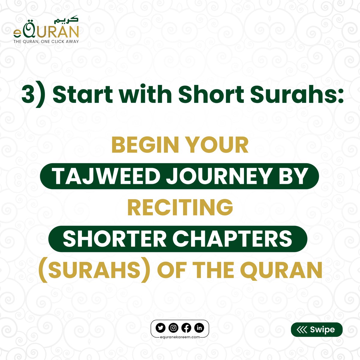 Learn The Most Important and mandatory Part of Quran-e-Majeed (Tajweed) In 5 easy steps With eQuranekareem, share it with your friends and family 

Register For Online Quran Courses at
+92313 9613696

#qurantajweed #Tajweed #tajweedrules #learntajweed #eQuranekareem $URF #mafsnl