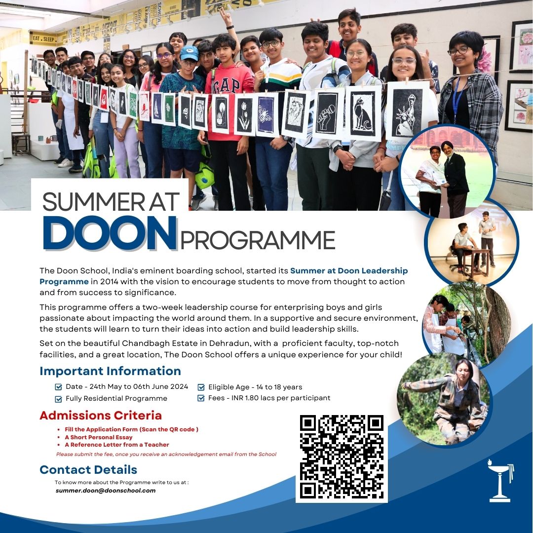 The_Doon_School's tweet image. Applications for the #SummerAtDoon #LeadershipProgram are NOW OPEN. To secure your spot for this unique and enriching experience, visit our website - doonschool.com/summer-at-doon/  
Last date for registration is 31st March 2024 #SummerProgram #SummerSchool