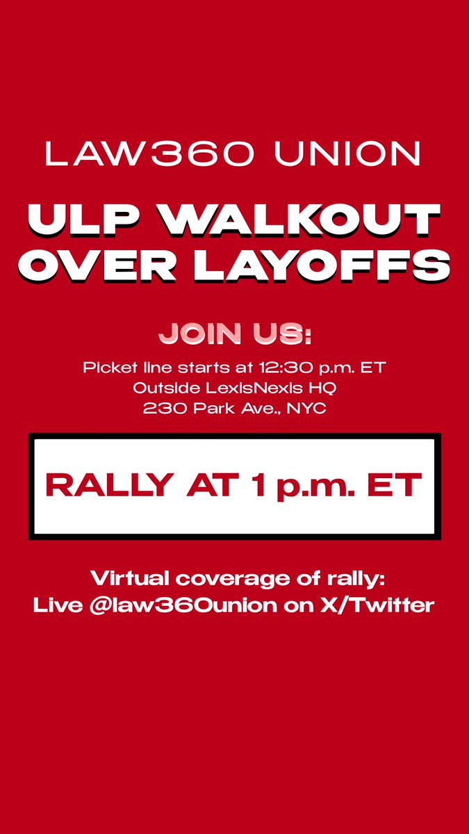 WE WALKED OUT: We are on a 24-hour work stoppage to stand in solidarity with our co-workers who were unlawfully laid off. WE are <a href="/Law360/">Law360</a>. #layoffs360