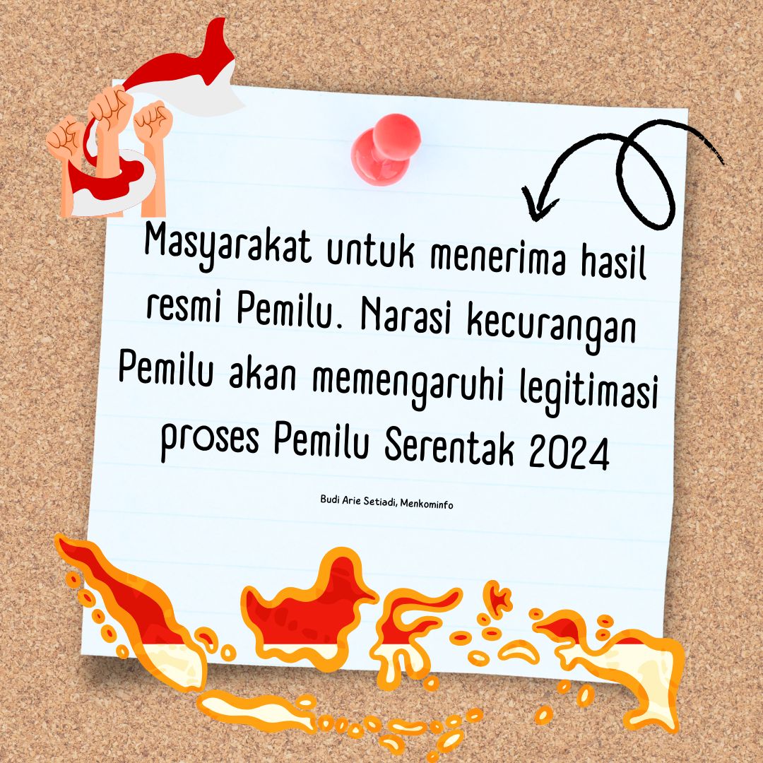 KimberlyCyo's tweet photo. Pemerintah mengimbau masyarakat untuk tenang dan menerima hasil Pemilu 2024. Penetapan hasil Pemilu telah melalui berbagai proses yang dapat dipertanggungjawabkan.

#Pemilu2024
#PemiluDamai2024
#PemiluDamaiNegeriMaju
#Pemilu2024BebasHoaks
#Pemilu2024MenujuIndonesiaMaju https://t.co/1m5qzBKmy5
