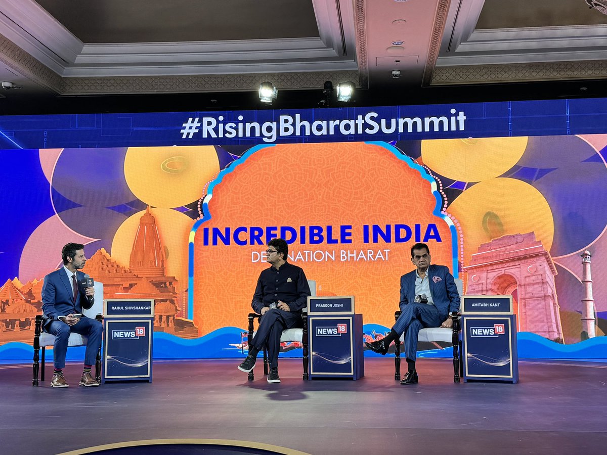 Day 2 of News18 Rising Bharat Summit : @RShivshankar in conversation with @prasoonjoshi_ @amitabhk87 @CNNnews18 @News18India @Network18Group