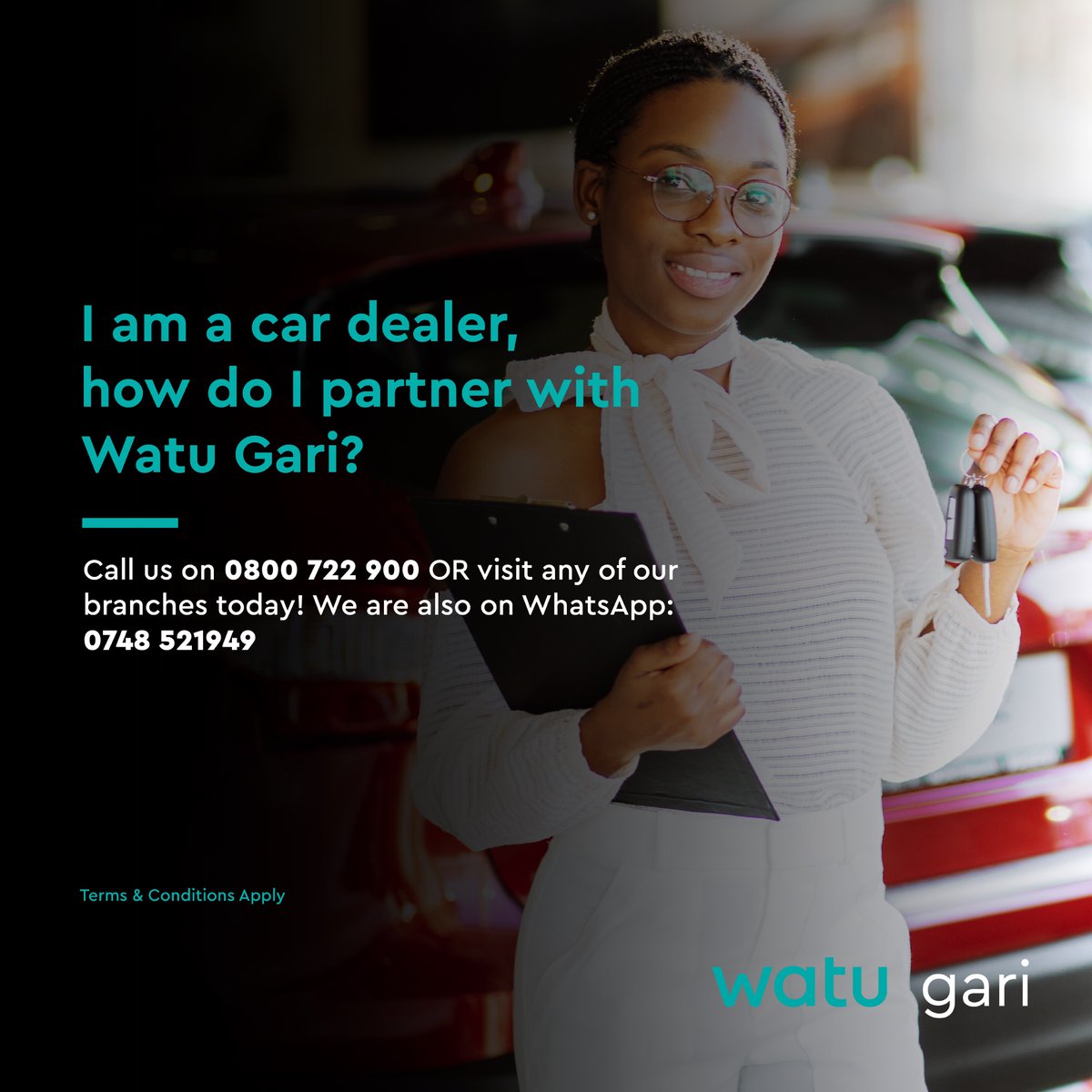 Would you like to be a Watu Gari partner?

Call us on 0800 722 900 OR visit us at #NgongRoad OR #KiambuRoad to apply today!

Apply online: watugari.co.ke
We are on WhatsApp: 0748 521949

#DriveNdotoZako with Watu Gari's car financing.