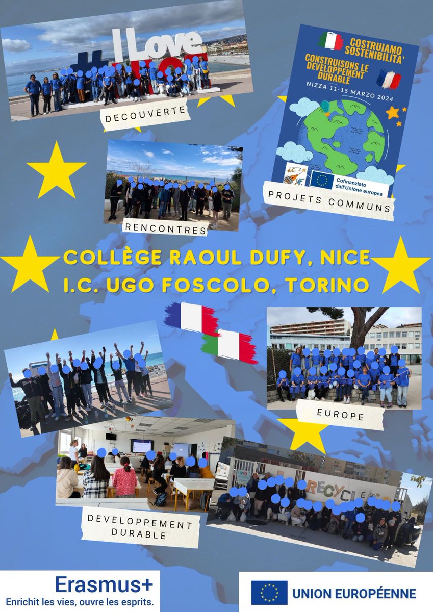 Au <a href="/ClgRaoulDufy/">Collège Raoul Dufy</a>  <a href="/AcademieNice/">Académie de Nice</a>: accueil des élèves ambassadeurs <a href="/EUErasmusPlus/">Erasmus+</a> de l'I.C. Ugo Foscolo de Turin du 11 au 15 mars 2024 🤩Une semaine riche en échanges, partages, découvertes, projets, rencontres pour aider nos élèves à devenir les éco-citoyens européens de demain 🇪🇺