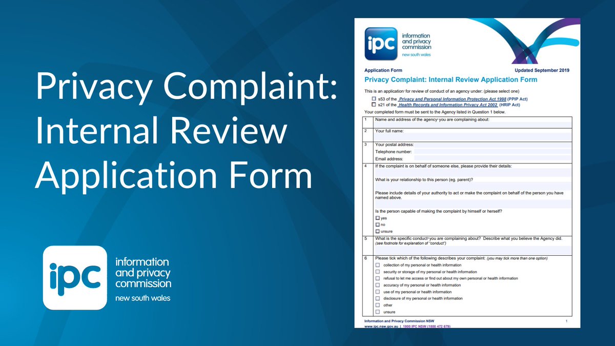 The IPC has the following form and template to assist citizens in making a privacy complaint under the Privacy and Personal Information Protection Act 1998 (PPIP Act). Download it here: bit.ly/3wvdAEn