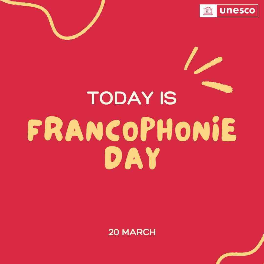 It’s #Francophonie Day!

Today, let’s embrace the cultural diversity of the French language and its potential to promote dialogue.

Tell us, do you know any French words?

👉 on.unesco.org/2HwZZBM #Mon20Mars