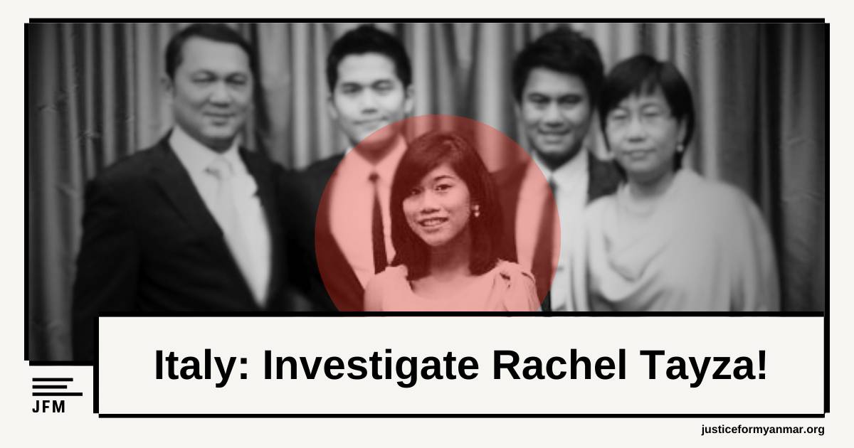 Our request for investigation into Rachel Tayza's involvement as a shareholder & director of biz that are part of EU-sanctioned Htoo Group featured in @LaStampa. Italy must investigate & where appropriate, freeze her assets and to remove her from Italy! 📰 bit.ly/3VIgOiL
