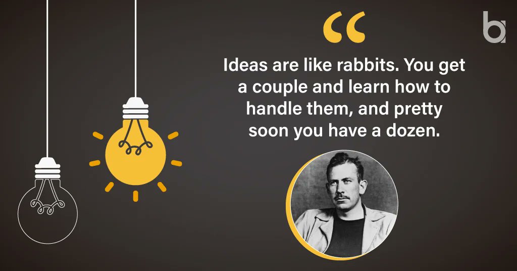 BusinessApac's tweet photo. “Ideas are like rabbits. You get a couple and learn how to handle them, and pretty soon you have a dozen.” – John Steinbeck

Read Here: https://t.co/tk2D3qi2Hn

#Insightful #Insightfulquotes #Innovation #Quotesoninnovation #wednesdaymotivation #MotivationalQuotes https://t.co/iTCCdpawJn