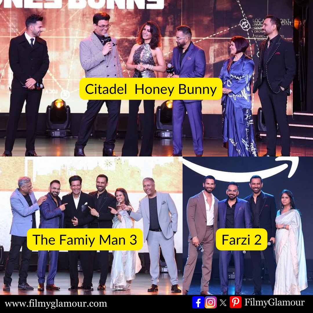 Which series you are most excited for? 💖

#TheFamilyMan3 #Farzi2 #CitadelHoneyBunny #RajandDK #VarunDhawan #Samantha #ManojTiwari #Shahidkapoor