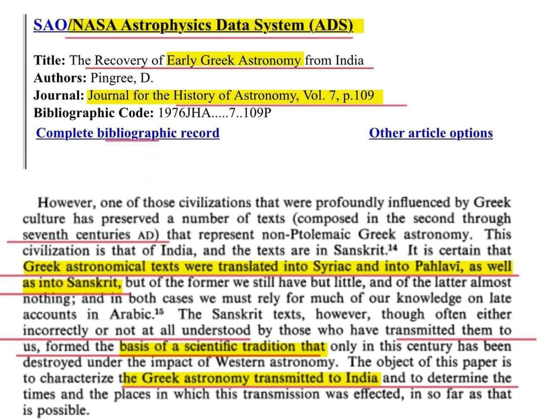 3) This is the current, legitimate scientific 
foundation of Astro-Physics. 
Syrian and Pahlavi translations of Greek astronomy were followed by Buddhists-Hybrid
 (Prakrit-Sanskrit) translations.