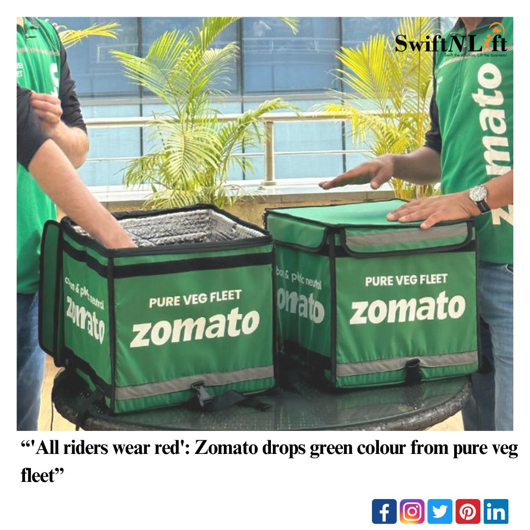 Zomato CEO Deepinder Goyal has made a significant decision to eliminate the visual distinction between pure vegetarian delivery partners and others. Previously, vegetarian delivery agents were easily identifiable by their green uniforms.  
#zomato #pureveg #vegetarian #zomatoveg