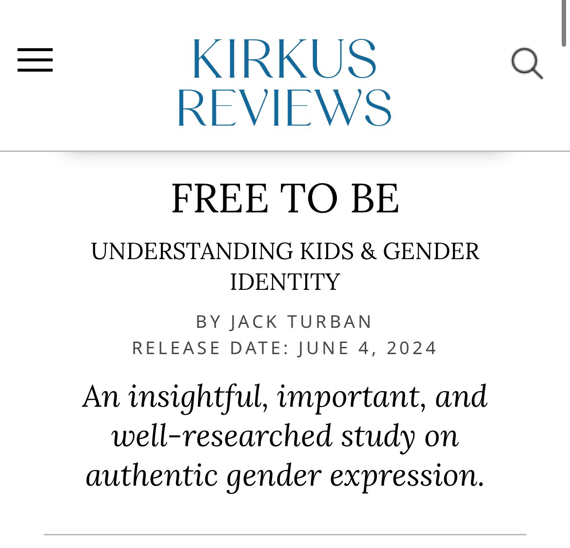 I’m so honored by the @KirkusReviews of Free to Be. 🥰 kirkusreviews.com/book-reviews/j…