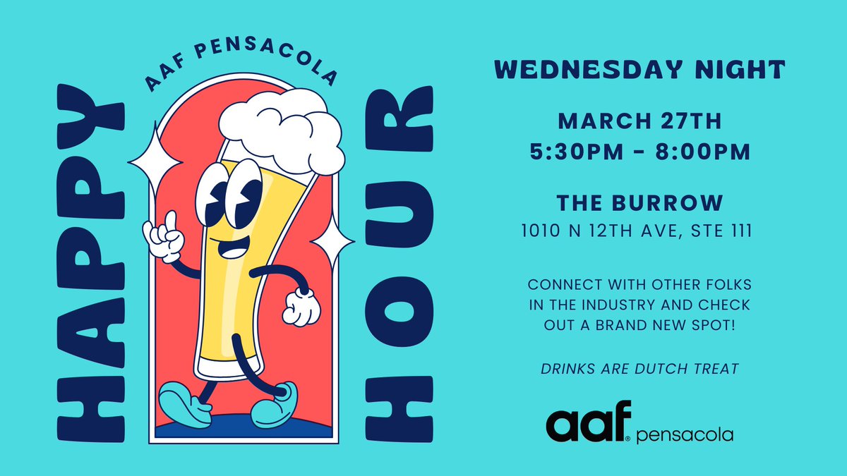 Guess what?! We're having another happy hour at a brand new location! See y'all at 5:30pm at The Burrow next Wednesday night, remember to bring business cards and get ready to make some new connections!