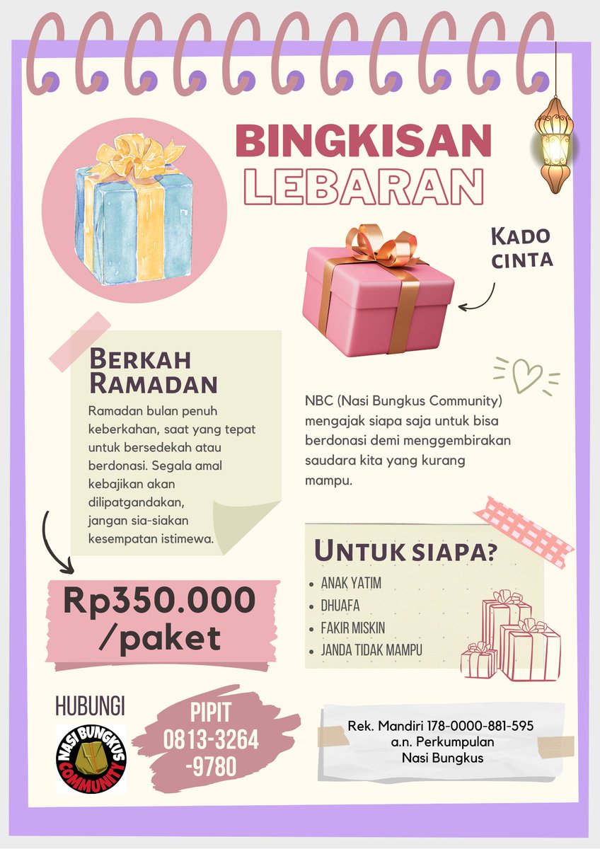Tweeps, boleh bantu share RT RTQ ya, boleh juga DM kalau mau lewat rekening lain. Ini kegiatan komunitas kami setiap Ramadan. Pernah dimuat di koran lokal juga kegiatannya.
nbcmegilan.wordpress.com