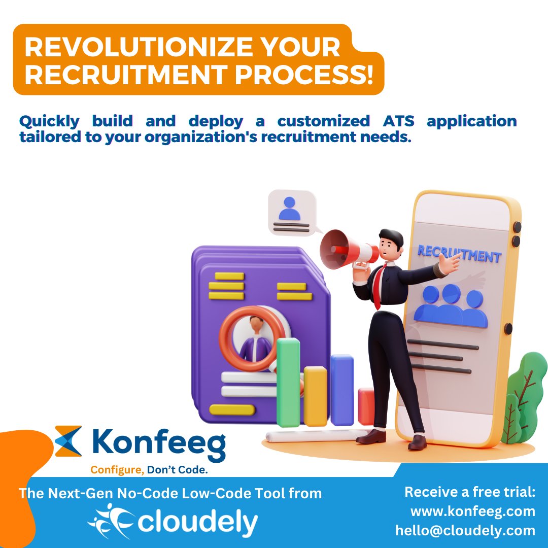 cloudelyinc's tweet image. Streamline your #applicationtracking effortlessly with Konfeeg, the no-code solution from Cloudely, Inc. Reach out to hello@cloudely.com now for a complimentary trial!
#ATS #recruitment #recruiters #enterprise #automation #technology #innovation #nocodelowcode #konfeeg #cloudely