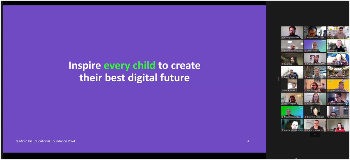 A new cohort of #microbitchampions Inspire every child to creat their best digital future. @microbit_edu. Seeing many international friends online.