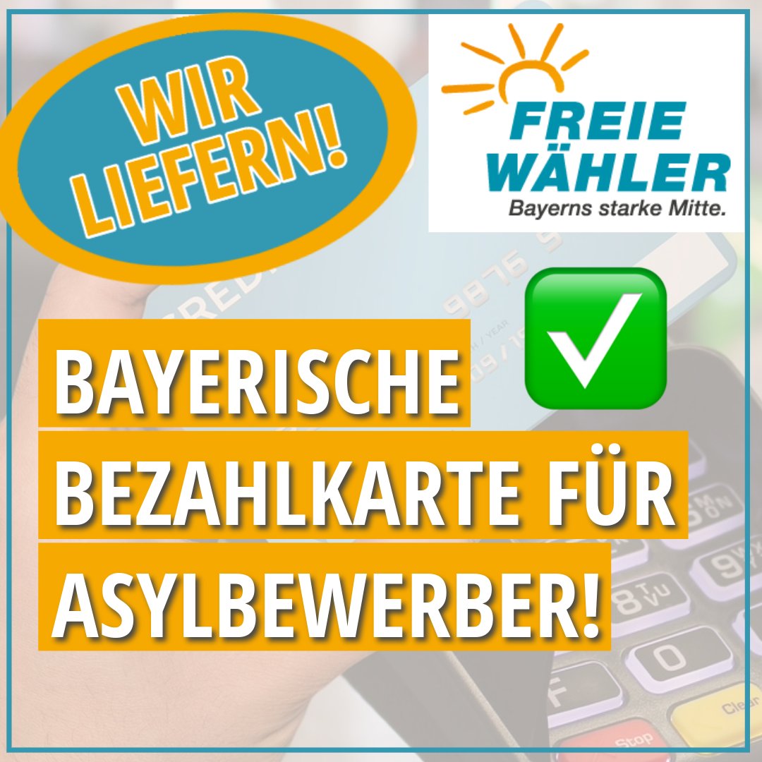 ++Wir liefern! #FREIEWÄHLER|-Initiative erfolgreich umgesetzt🤝✅#Migration Vor längerer Zeit von uns #FREIENWÄHLERN vorgeschlagen, jetzt vorgestellt: Die bayer. #Bezahlkarte für #Asylbewerber. Mit der Einführung reduzieren wir anziehende Effekte von #Bargeld massiv.‼️ #Aiwanger