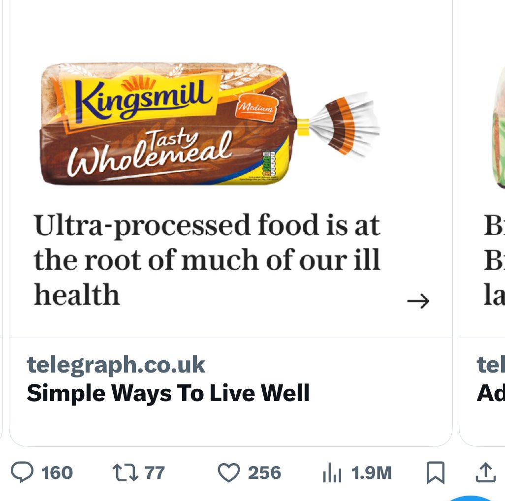 The ultra processed food narrative is getting completely out of control. Of all the health messages we want the public to hear, this is it? Wholemeal bread is ‘the root .. of our ill health’ with no good evidence to back up. Reminds me of how GM foods were discussed in 90’s.