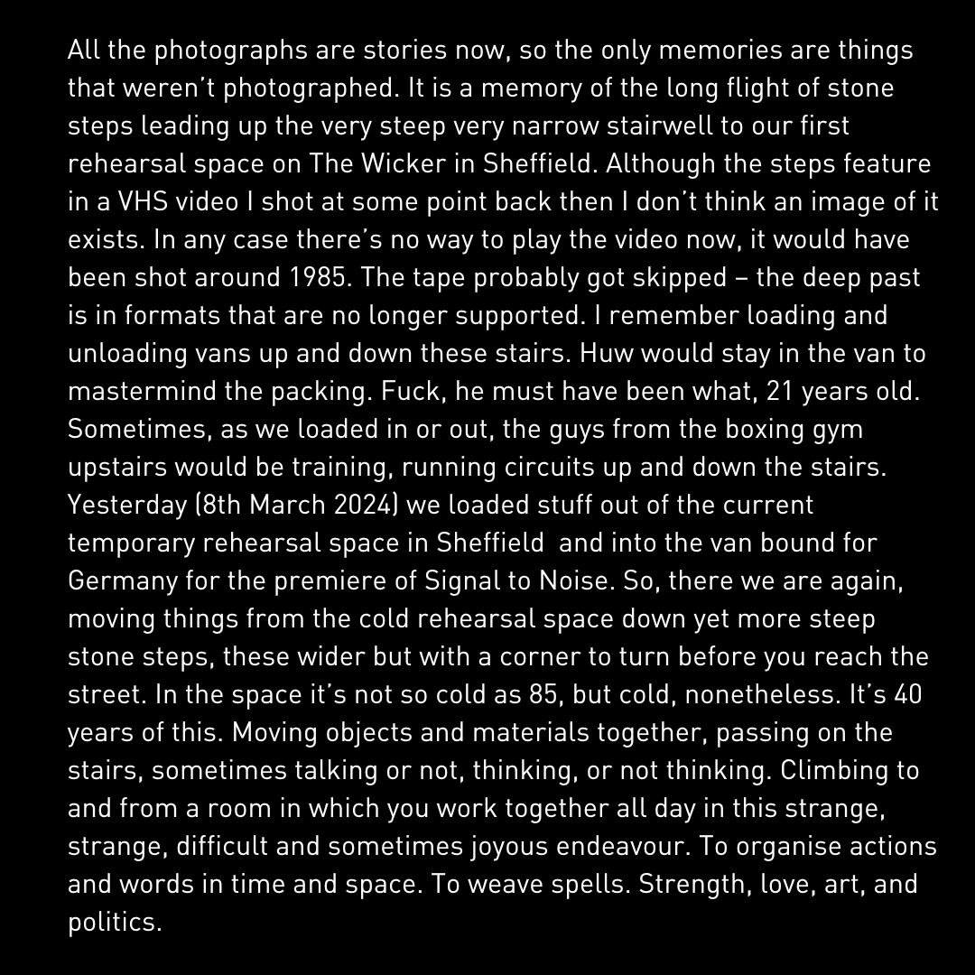 ForcedEnts's tweet photo. A new #FERecall, this time from @Tim_Etchells reflecting on 40 years of making work - both the creative process and the physical labour of making theatre.

#fe40
https://t.co/CnPNjRjJqk https://t.co/SUwqaCu4f0