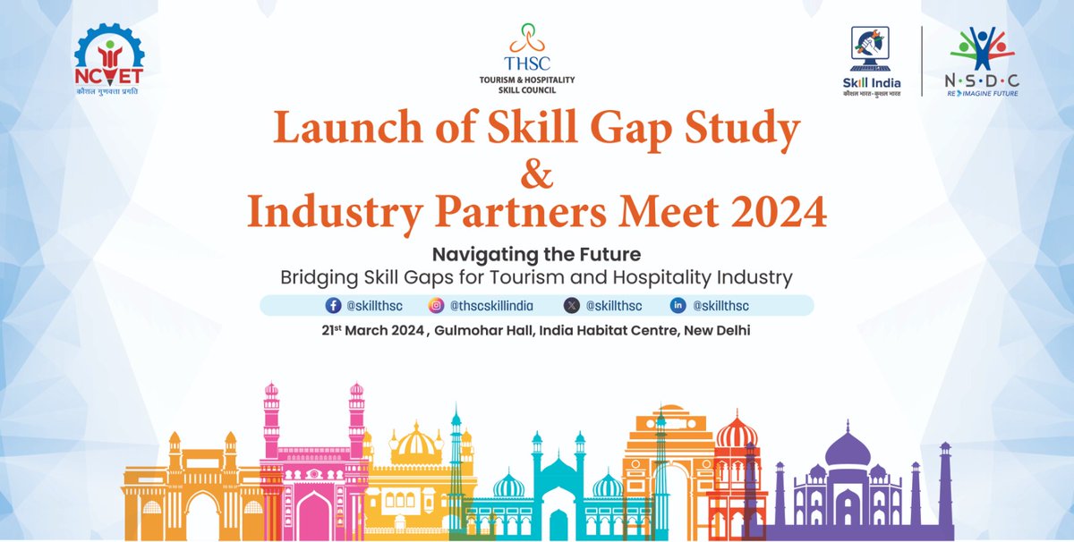 We are all set for our Annual Industry Partners Meet, 2024. This year the theme selected is 'Navigating the Future - Bridging Skills Gaps for Tourism and Hospitality Industry'.

#THSC #thscskillindia #pmo #skillcouncil #Jobready #LearnwithTHSC #Skill4NewIndia #skillgapstudy