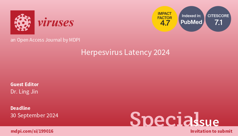 🔬 Exciting news! Dive into the newest special issue 'Herpesvirus Latency 2024', led by Dr. Ling Jin from Oregon State University 👉Submit your research now to join this cutting-edge edition! Details here: mdpi.com/journal/viruse… #Herpesvirus #Latency #research